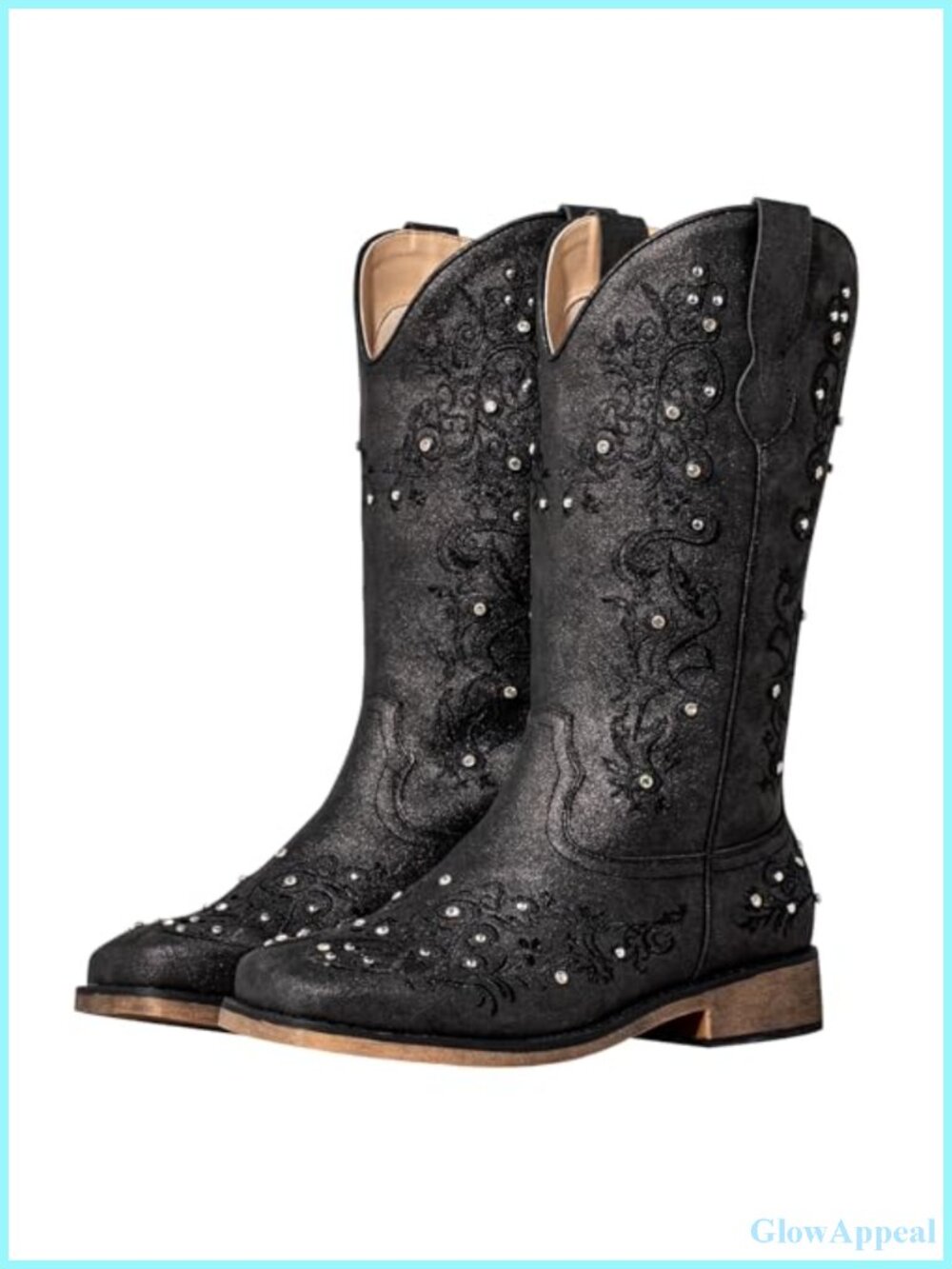 Wide Calf Cowboy Boots Faux Leather Mid-Calf Western Boots